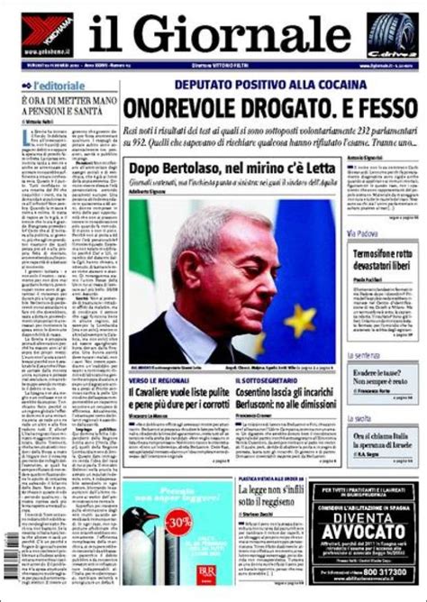 Newspaper Il Giornale Italy Newspapers In Italy Fridays Edition