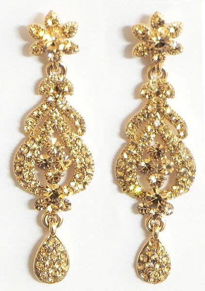 Golden Yellow Stone Studded Dangle Earrings