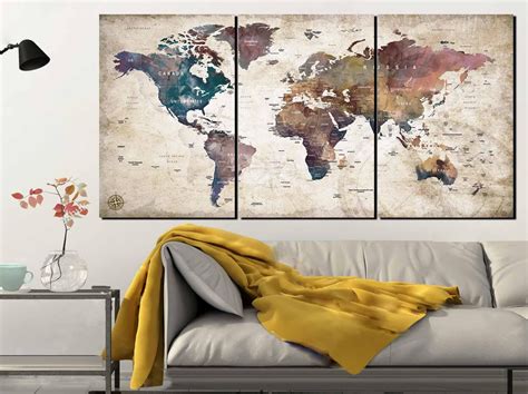 World Map Push Pin,World Map Canvas,World Map Wall Art,Large World Map,World Map Vintage,World 