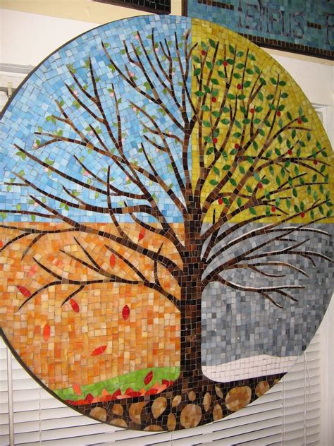 Seasons Tree Mosaic Art Mosaic Tile Art Mosaic Artwork