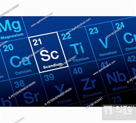Scandium On Periodic Table Soft Metal And Rare Earth Element With Symbol Sc From The Latin