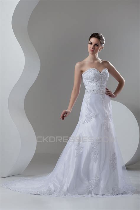 Wonderful A Line Sweetheart Sleeveless Beaded Lace Wedding Dresses 2031074