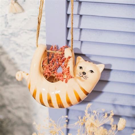 Ginger Cat Hanging Planter H13cm By Lisa Angel