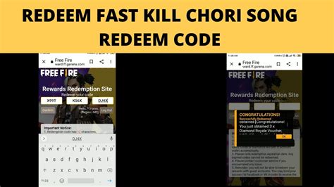 Free Fire Kill Chori Song Redeem Code Claim Fast Valid Only Till 48