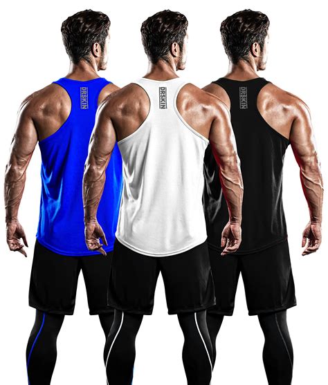 Mens 3 Pack Dry Fit Y Back Muscle Tank Tops Mesh Sleeveless Gym