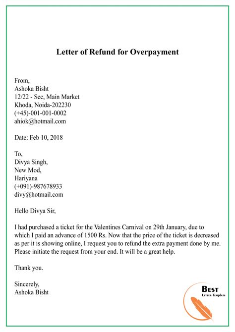 Request Letter For Refund Template Format Sample And Example 2022
