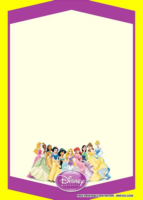 Free Printable Yellow Disney Princess Birthday Party Kits Templates