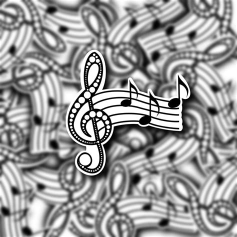 Music Note Zentangle Black And White Waterproof Etsy