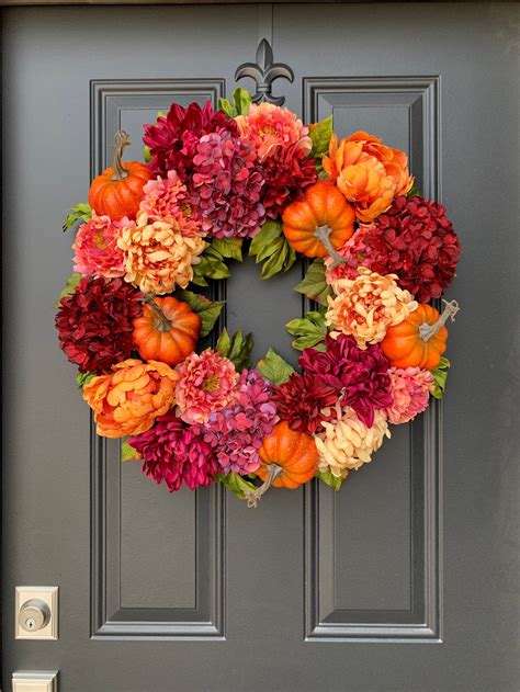 New Best Seller Fall Pumpkin Wreath For Door Front Door Fall Etsy In
