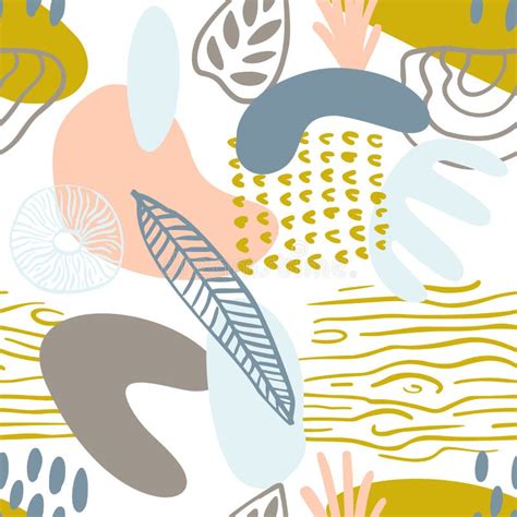 Abstract Pattern With Organic Shapes In Pastel Color Mustard Yellow