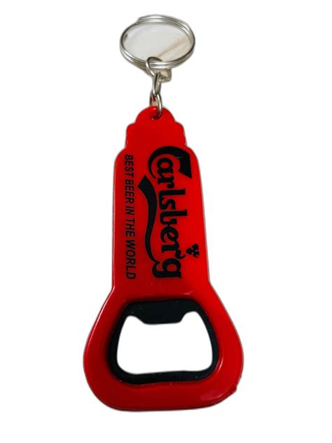 Red Antique Finish Plastic Bottle Opener Keychain Packaging Type Poly