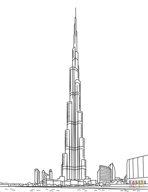 Burj Khalifa In Dubai Super Coloring Dubai Art Burj Khalifa