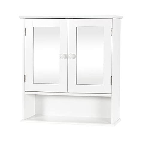 Taohfe Wall Mounted Bathroom Cabinet With 2 Mirror Doors And Open Shelf