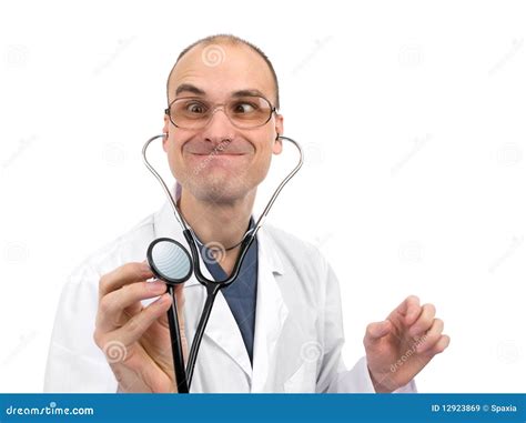 Crazy Doctor Waving Stethoscope Overhead Stock Photo Cartoondealer