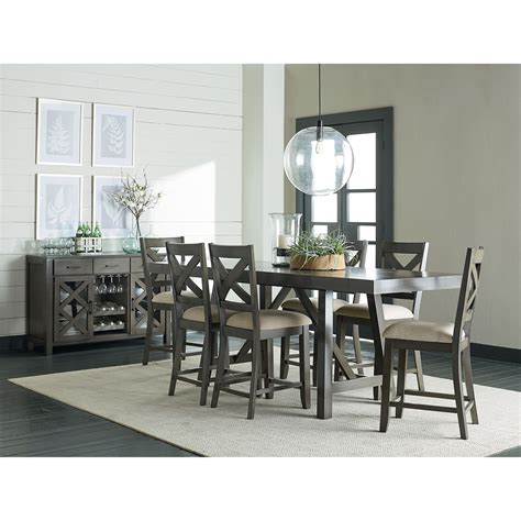 A rich dark espresso finish. Counter Height Dining Room Table with Trestle Base by ...