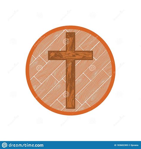 Simple Traditional Wooden Christian Cross Illustration Isolated On