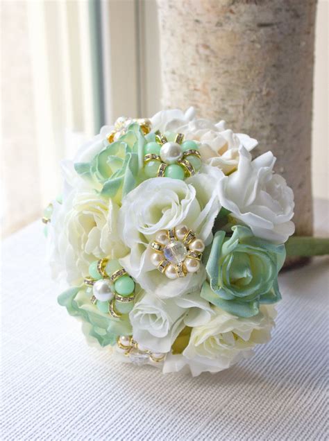 Mint Bridesmaid And Bridal Bouquet Spring Wedding By Aostyles 6500