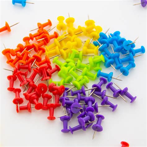BAZIC Assorted Color Push Pins 100 Pack Bazic Products