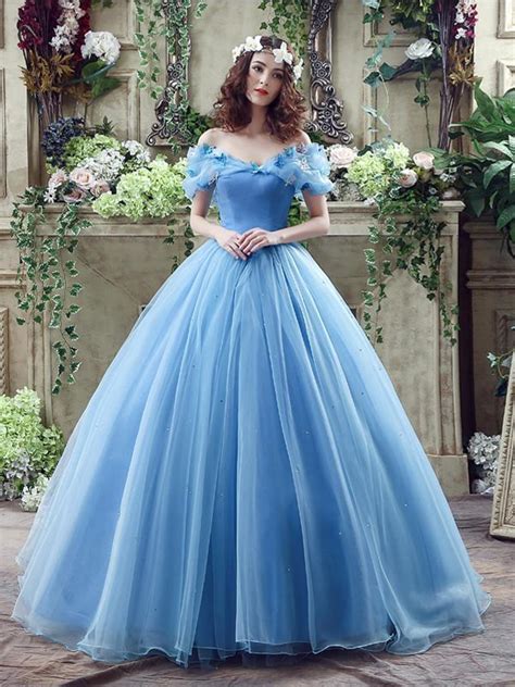 Princess Ball Gown Light Blue Prom Dresses Evening Quinceanera Dress