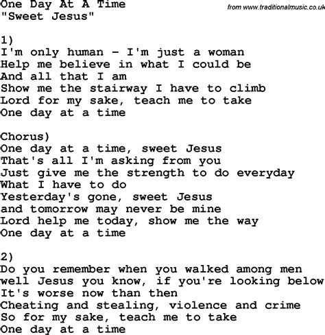 Country Southern And Bluegrass Gospel Song One Day At A Time Lyrics