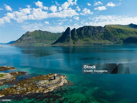 Gimsoy Lighthouse On Sea Rocks Lofoten Norway Stock Photo Download