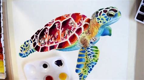 Watercolor Sea Turtle Drawing Color