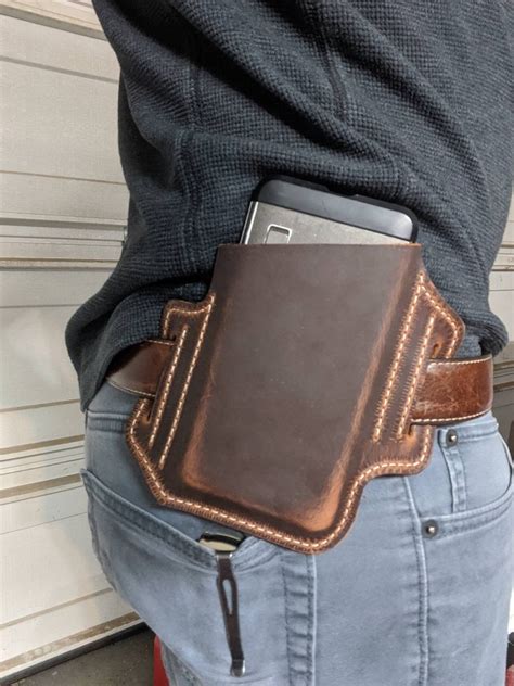Left Hand Leather Phone Holster Distressed Earthtone Brown Etsy