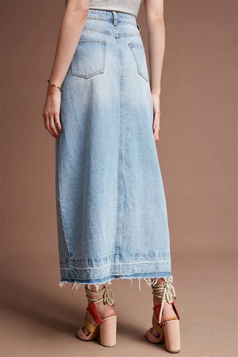 Slide View 4 Vented Denim Skirt Waist Skirt High Waisted Skirt Denim Skirt Anthropologie