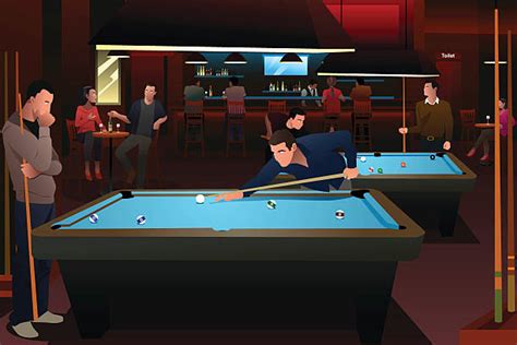Royalty Free Cartoon Of The Women Playing Pool Clip Art Vector Images