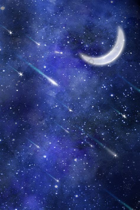 Starry Sky Meteor Blue Simple Beautiful Night Backgrounds Psd Free
