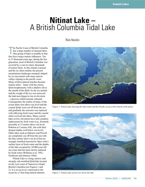Pdf Nitinat Lake A British Columbia Tidal Lake