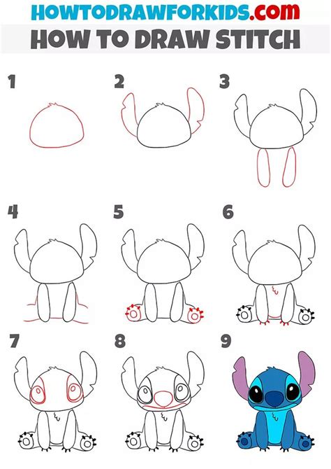 How To Draw Stitch Step By Step Easy Drawing Tutorial For Kids Lilo