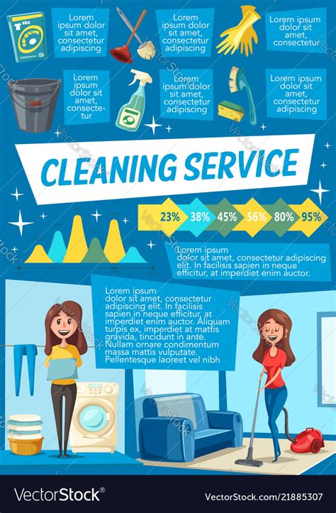 Cleaning Service And Household Work Infographics Vector Image