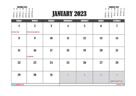 2023 Monthly Calendar Template
