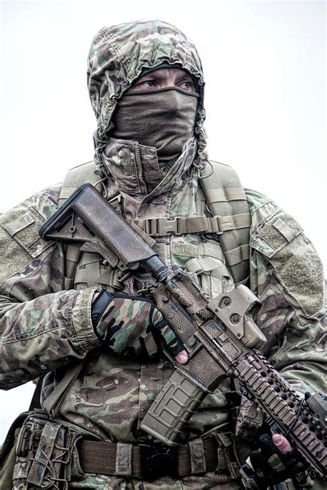 Military Mercenary Wearing Hooded Camo Photograph By Oleg Zabielin