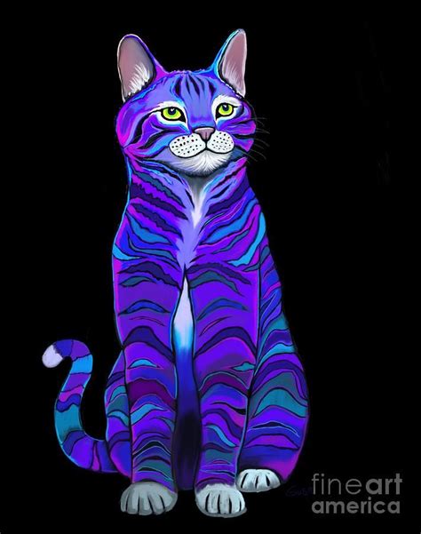 Purple Striped Cat By Nick Gustafson Striped Cat Art Art Pages