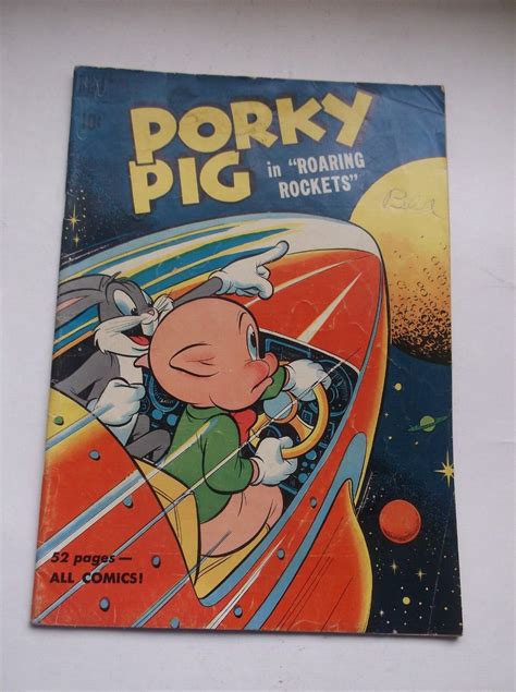 Dell Four Color Porky Pig In Roaring Rockets Wbugs Bunny Cover