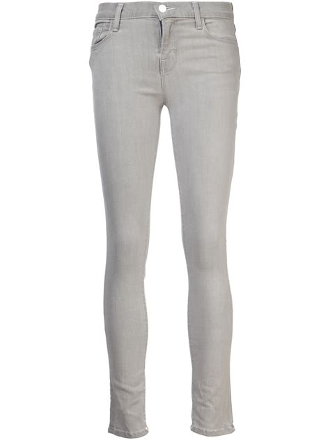 J Brand Mid Rise Skinny Jeans In Gray Grey Lyst