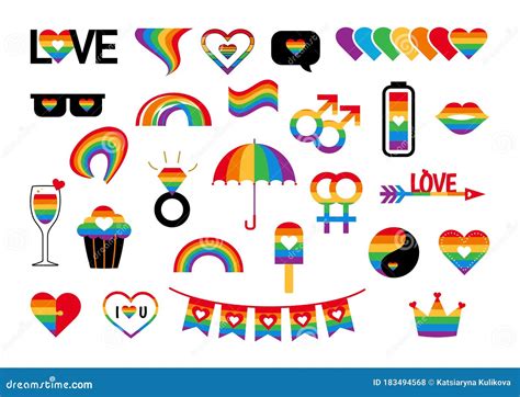 símbolos de orgullo vectorial set gay lgbt party ilustración del vector ilustración de cartel