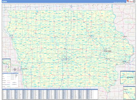Iowa Zip Code Wall Map Basic Style By Marketmaps Mapsales