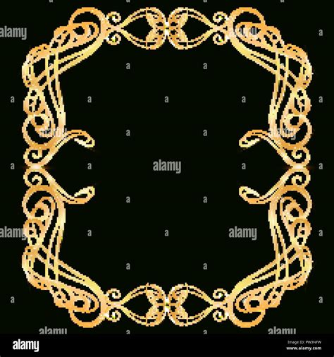 Decorative Gold Frame With Gold Elements On A Dark Background For