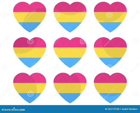 Hearts With Pansexual Flag Icon Set Pansexual Pride Day Lgbt Sexual Minorities Design For
