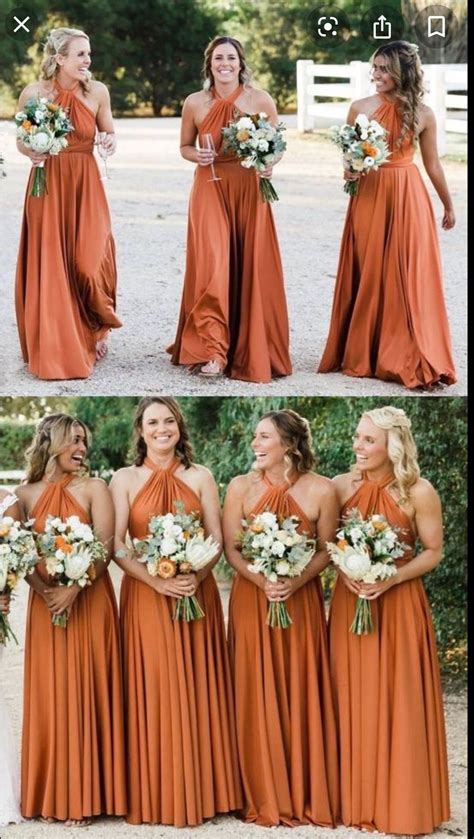 Burnt Orange Bridesmaid Dresses Fall Bridesmaids Wedding Bridesmaid