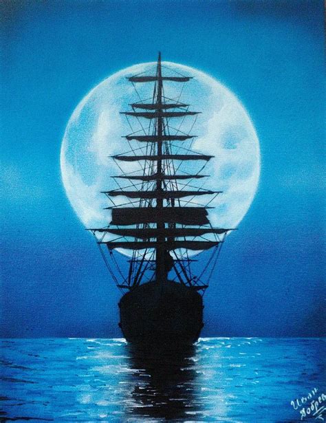 Moonlight Sailing Painting By Ivan Dobrev Fine Art America