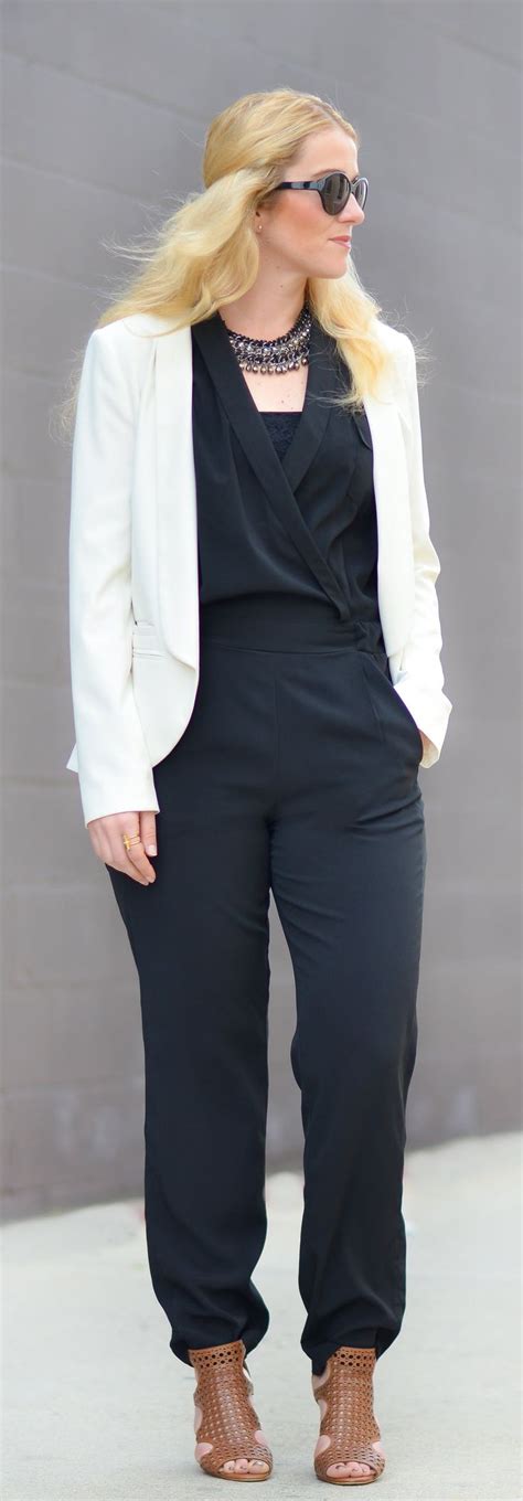 what to wear over sleeveless jumpsuit w blazer street style outfit stylish work outfits fashion