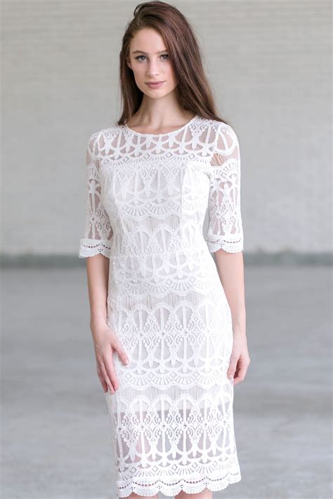 Ivory Lace Midi Dress Cute Ivory Lace Dress Lace Rehearsal Dinner