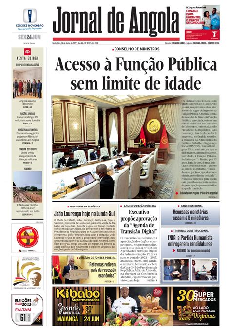 Jornal De Angola Sexta 24 De Junho De 2022