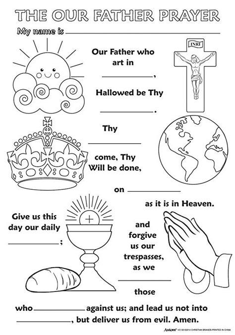 Our Father Prayer Worksheet For Kids