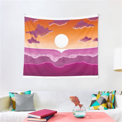Lesbian Sunset Flag Subtle Lgbt Flag Design Tapestry By Hexlavender