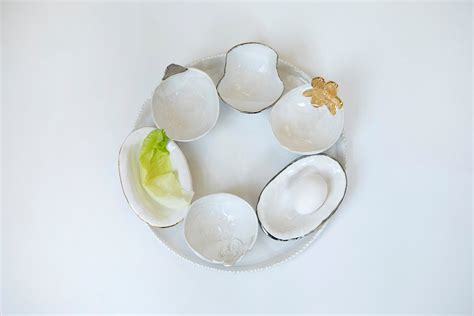 White Ceramic Passover Seder Plate Ceramic Pesach Plate Set Etsy